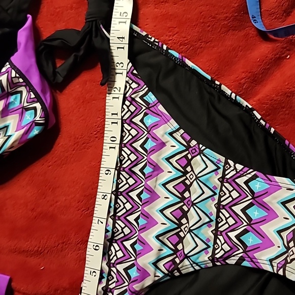 NWOT Pull Over Rash Guard Thumb Holes Side Tie Bikini Bottom swim suit Set - Picture 10 of 16